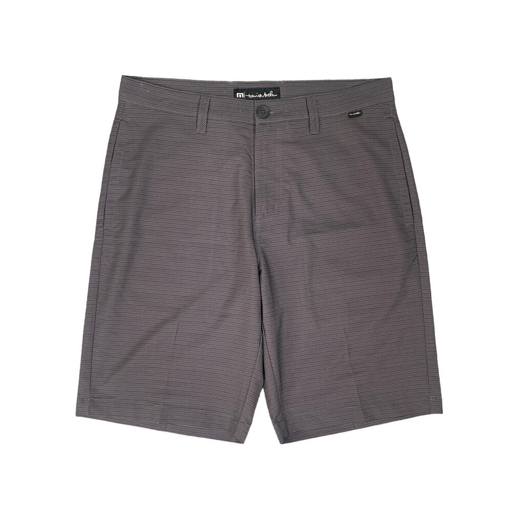 Travis Mathew Shorts Mens 30 Gotham Grey Stripe Bermuda Lightweight Golf Golfing